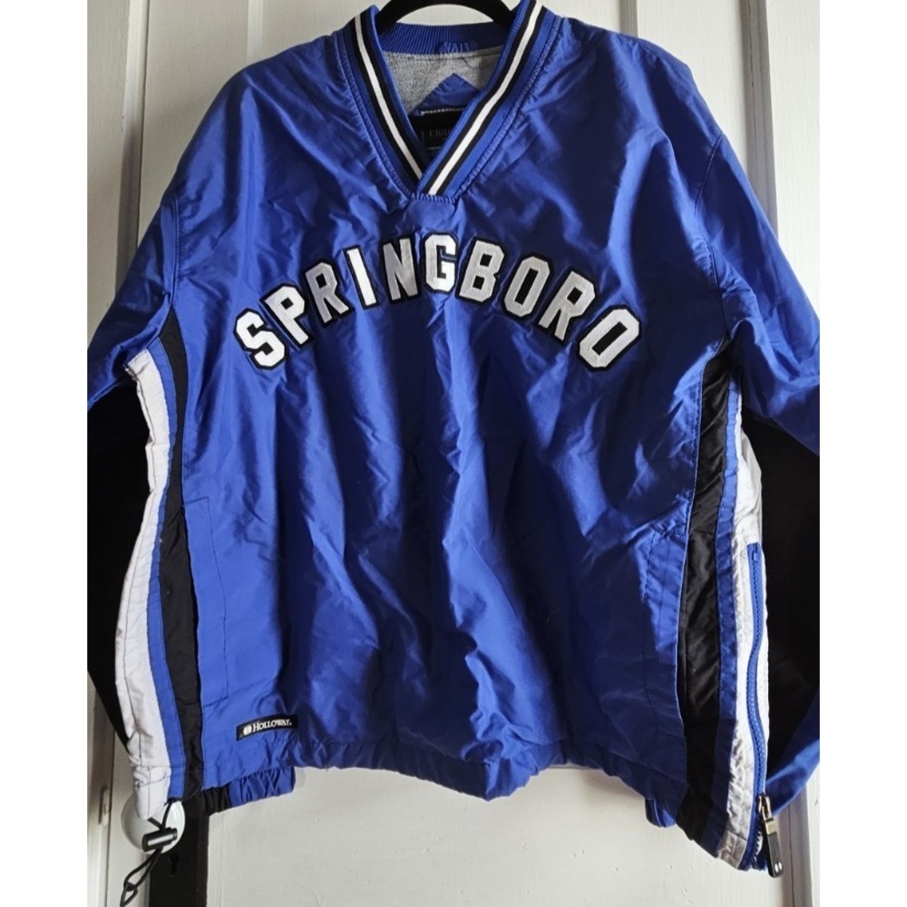 VTG 90"s HOLLOWAY men's M blue‎ SPRINGBORD pullover lined  windbreaker